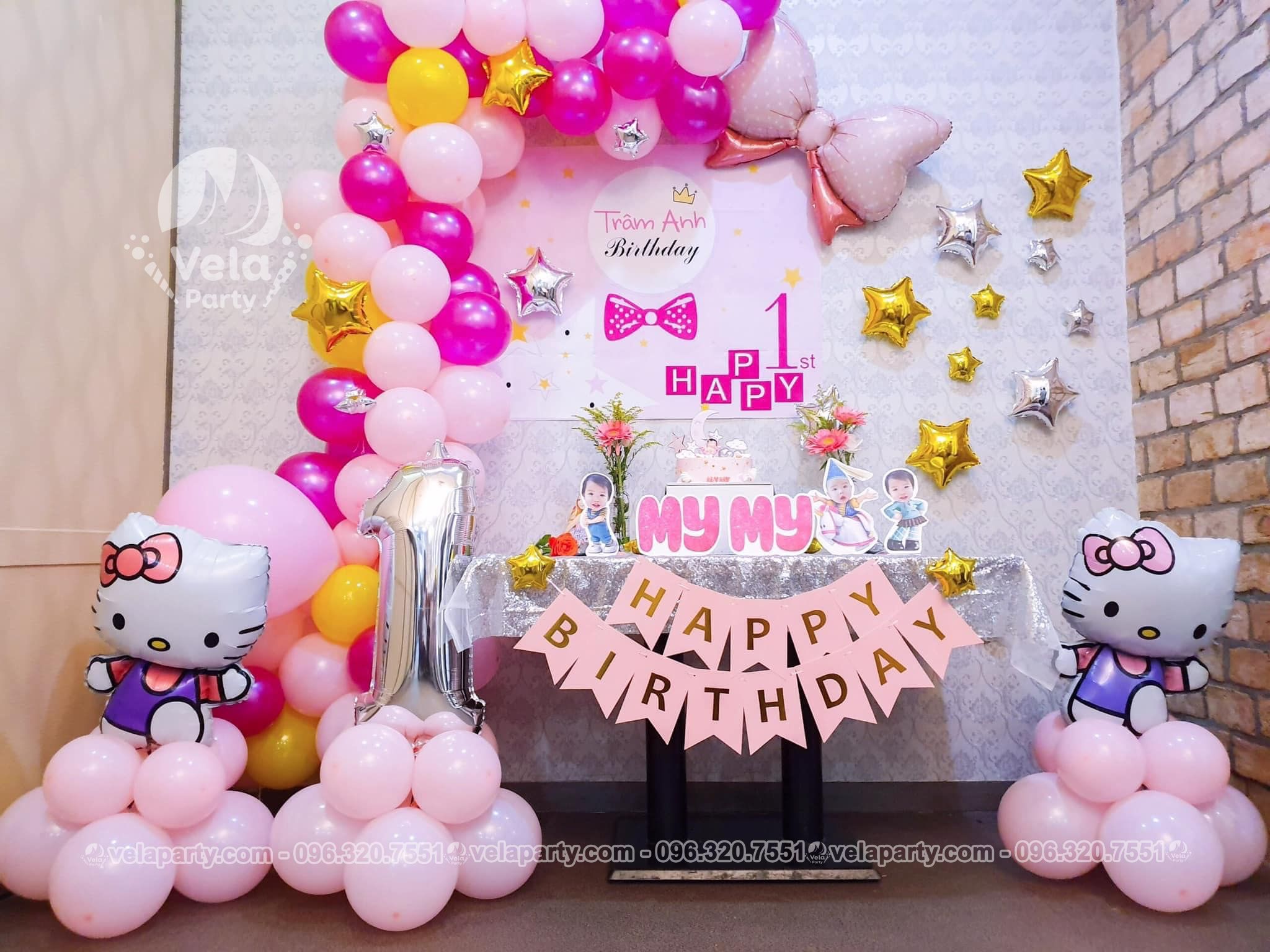 Trang trí sinh nhật cho bé gái 1 tuổi tại Hà Đông 0961676079  bongbaysukiencom